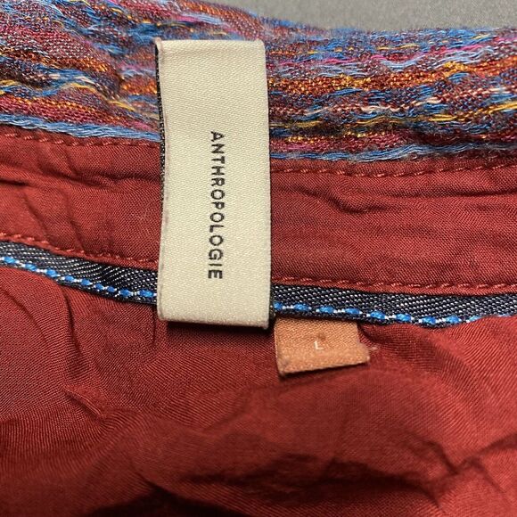 Anthropologie Pilcro Button Up SZ L Abstract Metallic Red Orange Long Sleeve - Picture 3 of 8